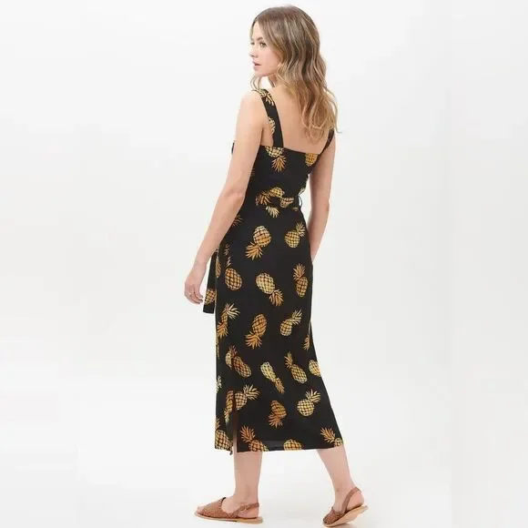 Sugarhill Brighton 70s Elva Midi Slip Dress in Handcrafted Pineapple Batik XS - Picture 2 of 14
